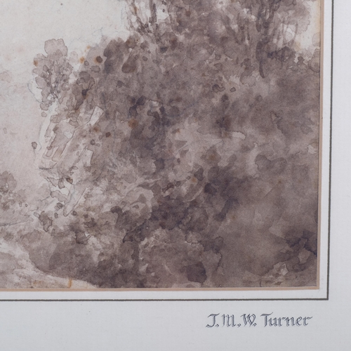 842 - Circle of JMW Turner, Blaize Castle near Bristol, monochrome watercolour, unsigned, several old labe... 