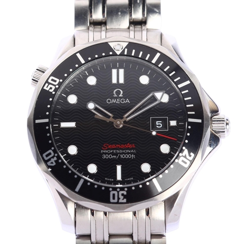 1001 - OMEGA - a stainless steel Seamaster Professional 300M quartz bracelet watch, ref. 196.1507, black wa... 