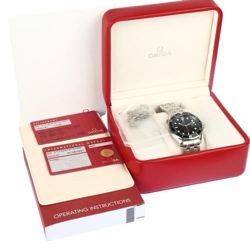 1001 - OMEGA - a stainless steel Seamaster Professional 300M quartz bracelet watch, ref. 196.1507, black wa... 