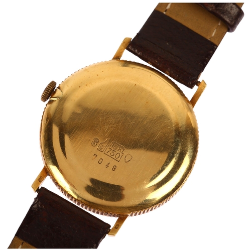 1009 - BULER - a Swiss 18ct gold Flatline quartz wristwatch, champagne dial with slimline baton hour marker... 