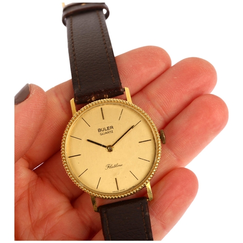 BULER a Swiss 18ct gold Flatline quartz wristwatch champagne