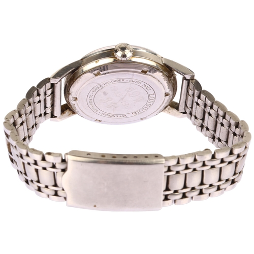 1010 - LONGINES - a Vintage stainless steel mechanical bracelet watch, circa 1960s, silvered dial with appl... 