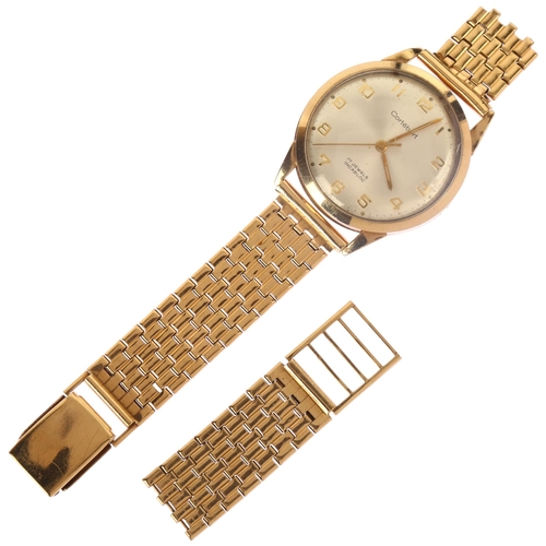 1011 - CORTEBERT - a Vintage 9ct gold mechanical bracelet watch, circa 1960s, silvered dial with applied gi... 