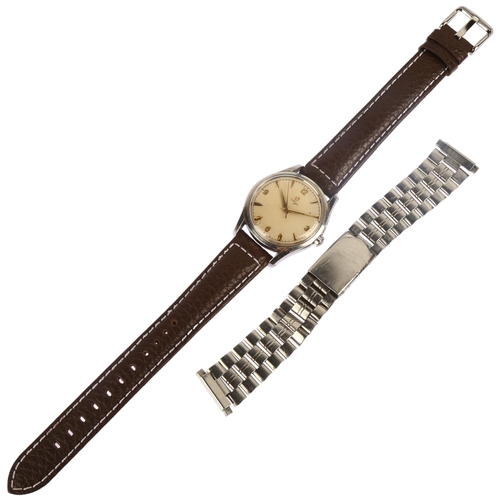 1013 - OMEGA - a stainless steel mechanical wristwatch, ref. 2640-5SC, circa 1952, silvered dial with appli... 