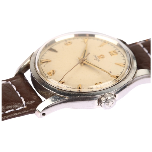 1013 - OMEGA - a stainless steel mechanical wristwatch, ref. 2640-5SC, circa 1952, silvered dial with appli... 