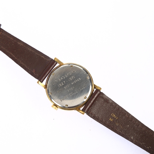 1020 - ZENITH - a gold plated stainless steel mechanical wristwatch, circa 1970s, champagne dial with appli... 