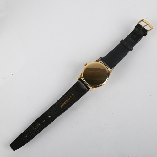 1033 - LONGINES - a 9ct gold mechanical wristwatch, ref. 13322, circa 1960s, silvered dial with applied gil... 