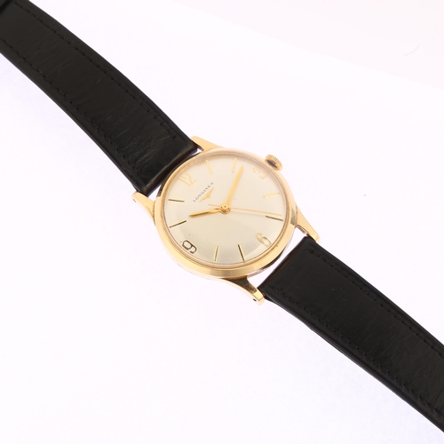 1033 - LONGINES - a 9ct gold mechanical wristwatch, ref. 13322, circa 1960s, silvered dial with applied gil... 