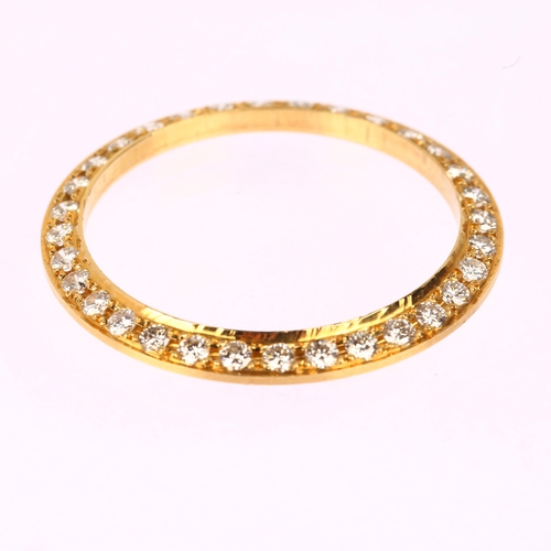 1038 - A Custom yellow gold diamond watch bezel, pave set with modern round brilliant-cut diamonds, total d... 