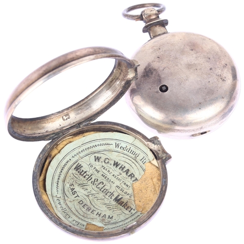 1056 - An early 19th century silver pair-cased open-face key-wind verge pocket watch, by Martin of London, ... 