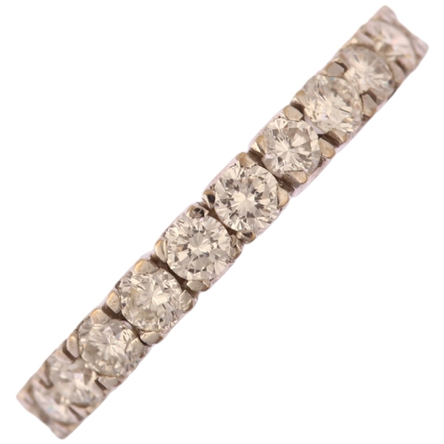 1130 - A diamond full eternity ring, unmarked white metal settings with modern round brilliant-cut diamonds... 