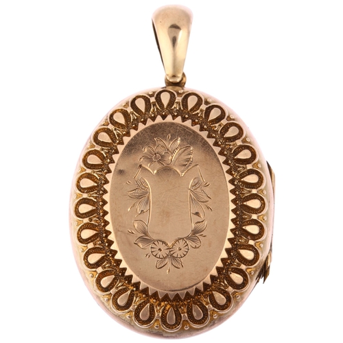 1142 - A Victorian diamond locket pendant, circa 1890, unmarked rose metal settings with central star set r... 