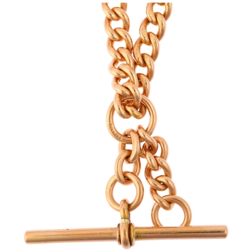 1144 - An early 20th century 15ct gold curb link Albert chain necklace, maker JE, Chester 1910, with 15ct b... 