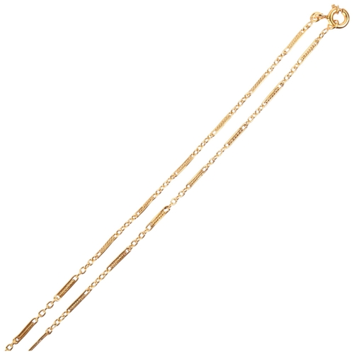 1146 - A Portuguese 800 (19k) gold fine fancy link chain necklace, 48cm, 4.7g