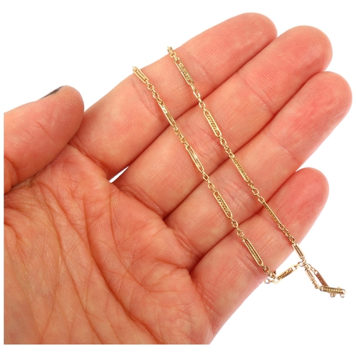 1146 - A Portuguese 800 (19k) gold fine fancy link chain necklace, 48cm, 4.7g