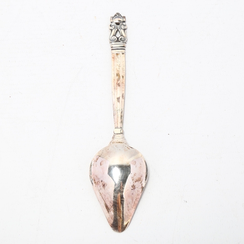 1693 - GEORG JENSEN - a Danish stylised sterling silver Kongens/Acorn pattern grapefruit spoon, 15cm, boxed