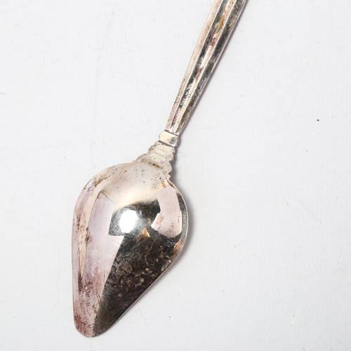 1693 - GEORG JENSEN - a Danish stylised sterling silver Kongens/Acorn pattern grapefruit spoon, 15cm, boxed