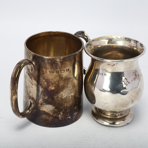 1710 - 2 George V silver christening mugs, including Elkington & Co example, largest 8cm, 5.3oz total (2)