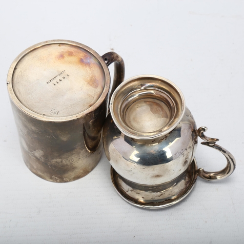 1710 - 2 George V silver christening mugs, including Elkington & Co example, largest 8cm, 5.3oz total (2)