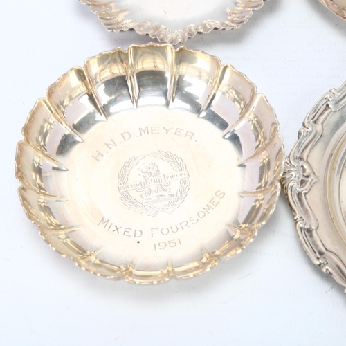 1711 - Various silver pin dishes, including Mappin & Webb Armada dish, 11.5cm, 12oz total (7)