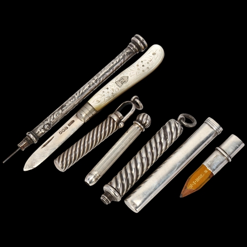 1721 - Various silver, including Sampson Mordan & Co sterling propelling pencil, another Victoria head seal... 