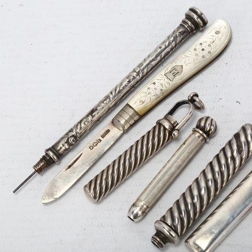 1721 - Various silver, including Sampson Mordan & Co sterling propelling pencil, another Victoria head seal... 