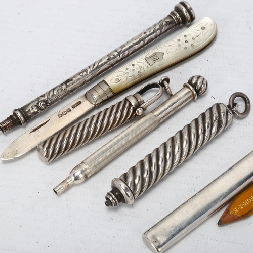 1721 - Various silver, including Sampson Mordan & Co sterling propelling pencil, another Victoria head seal... 