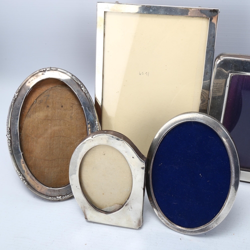 1729 - 6 silver-fronted photo frames, largest overall 20cm x 14cm