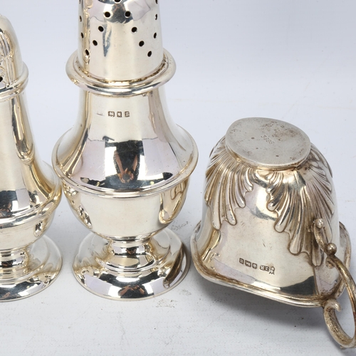 1734 - Various silver, including baluster sugar caster, cream jug etc, largest 16.5cm, 10.2oz total (3)