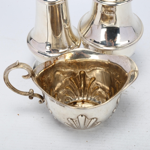 1734 - Various silver, including baluster sugar caster, cream jug etc, largest 16.5cm, 10.2oz total (3)