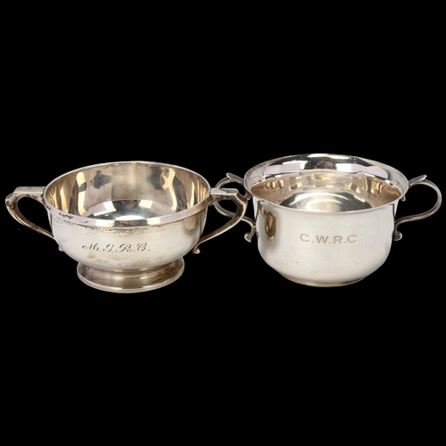 1736 - 2 silver 2-handled porringers, comprising Adie Brothers Ltd, Birmingham 1928, and Barker Brothers Lt... 