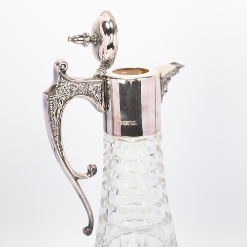 1740 - An Elizabeth II silver-mounted glass Claret jug, Camelot Silverware Ltd, Sheffield 1998, tapered for... 