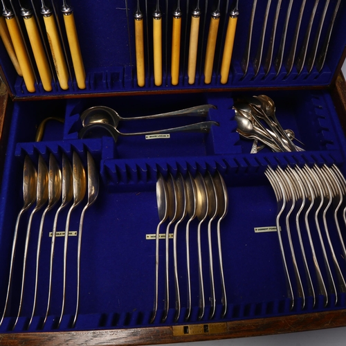 1756 - A George V oak part canteen of silver Rattail pattern cutlery, William Hutton & Sons Ltd, Sheffield ... 