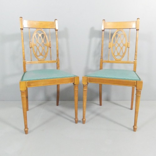 2010 - A pair of Victorian side chairs with in line inlaid satinwood.