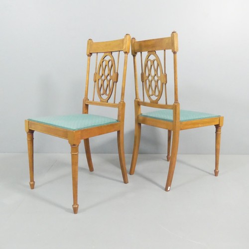 2010 - A pair of Victorian side chairs with in line inlaid satinwood.