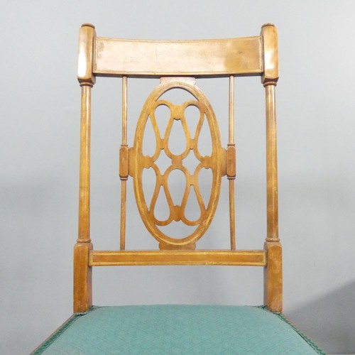 2010 - A pair of Victorian side chairs with in line inlaid satinwood.