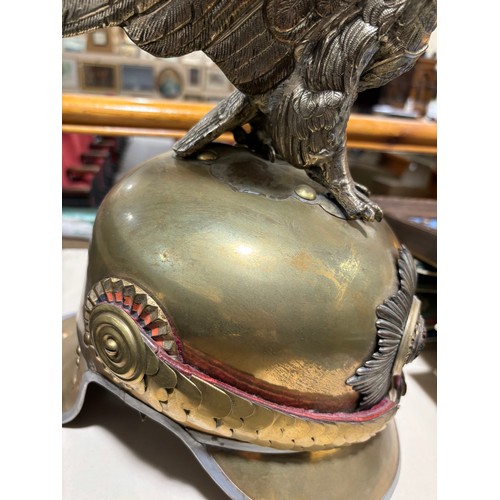 184 - **DESCRIPTION CHANGE**A rare 19th century *Russian* eagle pickelhaube helmet with enamel decorated b... 