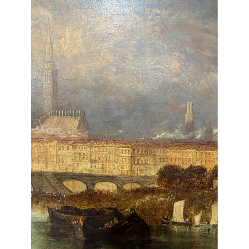 843 - After JMW Turner, Rouen from St Sever, 19th century oil on canvas, unsigned, 45cm x 66cm, framed