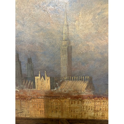 843 - After JMW Turner, Rouen from St Sever, 19th century oil on canvas, unsigned, 45cm x 66cm, framed