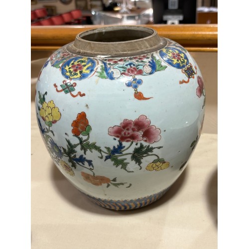 232 - A large Chinese porcelain jar and cover with painted blossom, height 26cm, and an 18th century Chine... 