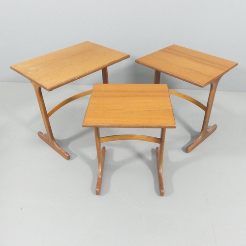 2018 - G-PLAN - a mid-century teak nest of three occasional tables. Largest 56x52x41cm.