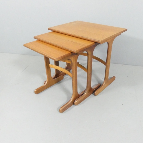 2018 - G-PLAN - a mid-century teak nest of three occasional tables. Largest 56x52x41cm.