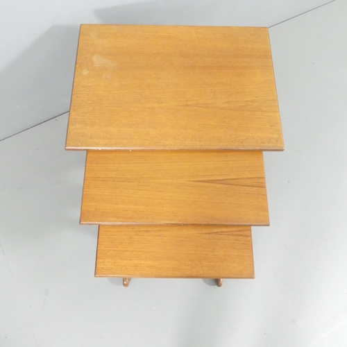 2018 - G-PLAN - a mid-century teak nest of three occasional tables. Largest 56x52x41cm.