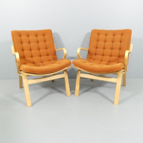 2032 - A pair of mid-century Scandinavian Finn Ostergaard Albert lounge chairs in bent ply, for Kvist Moble... 