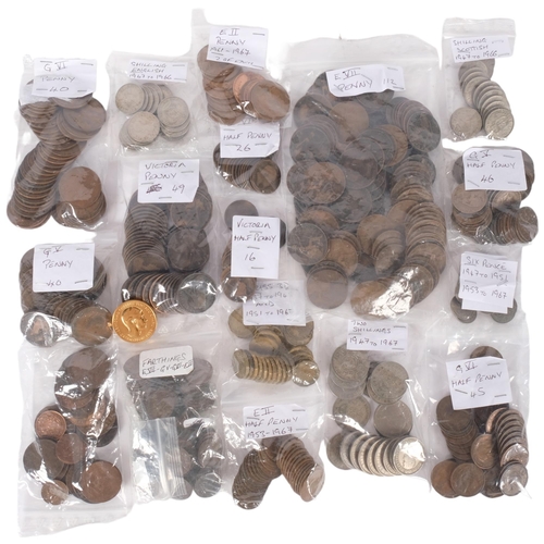 103 - A large collection of UK pre-decimal coinage, including Victorian half pennies and pennies, Edward V... 