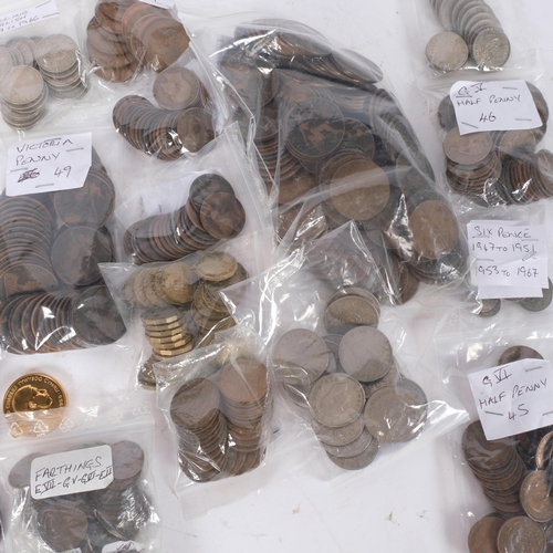 103 - A large collection of UK pre-decimal coinage, including Victorian half pennies and pennies, Edward V... 