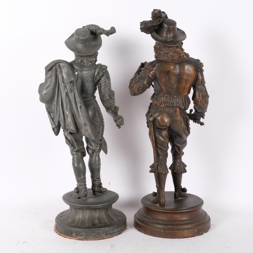 118 - 2 spelter figures on socle stands, depicting Conde and Don Juan, tallest 53cm