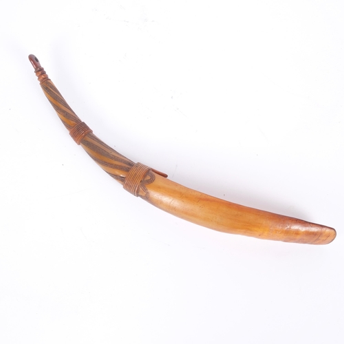 14 - An Ethiopian carved horn spoon, length 35cm