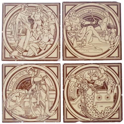 144 - MOYR-SMITH for MINTON - a set of 4 transfer tiles depicting Idylls of the King