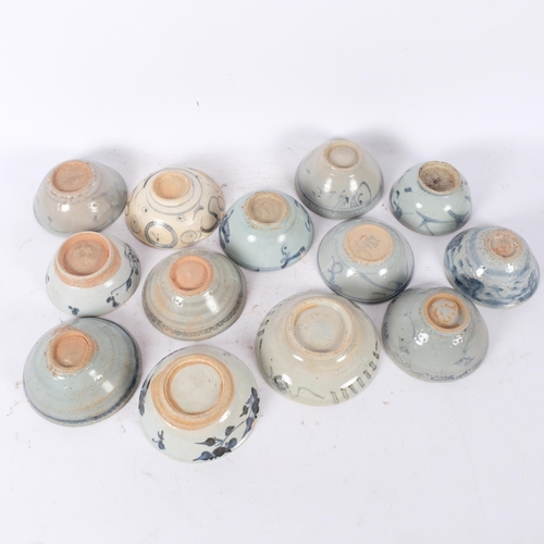 159 - 12 various Chinese blue and white glazed provincial bowls